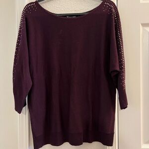New York & Company Deep Purple Sweater with Studded Sleeves